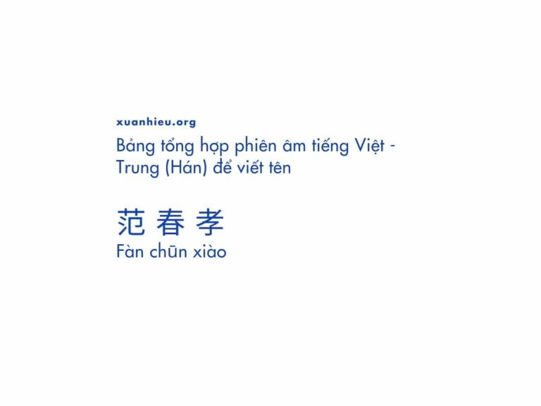 Bảng phiên âm tiếng Việt – Hán để viết tên